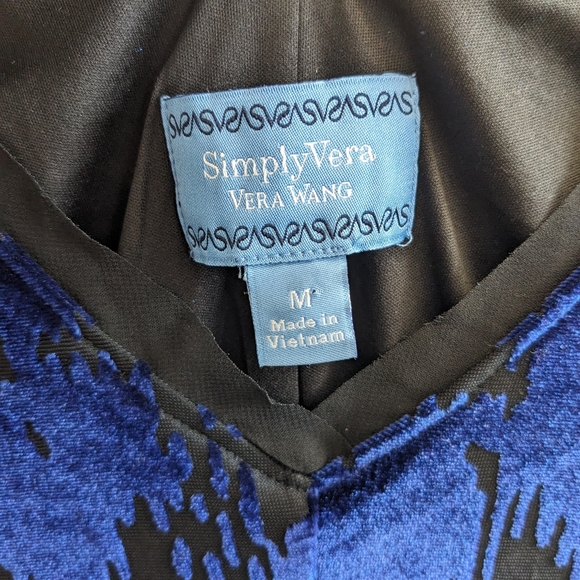 SIMPLY VERA WANG NWT Women's Size Medium BLUE VELVET & BLACK Festival DRESS - Picture 6 of 10